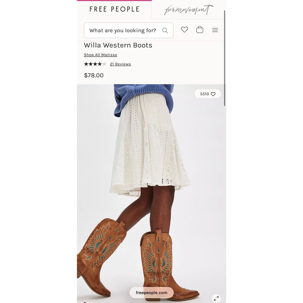 Free People Matisse Willa Western Boots Brown Turquoise Embroidered 7.5 NEW - Picture 5 of 16